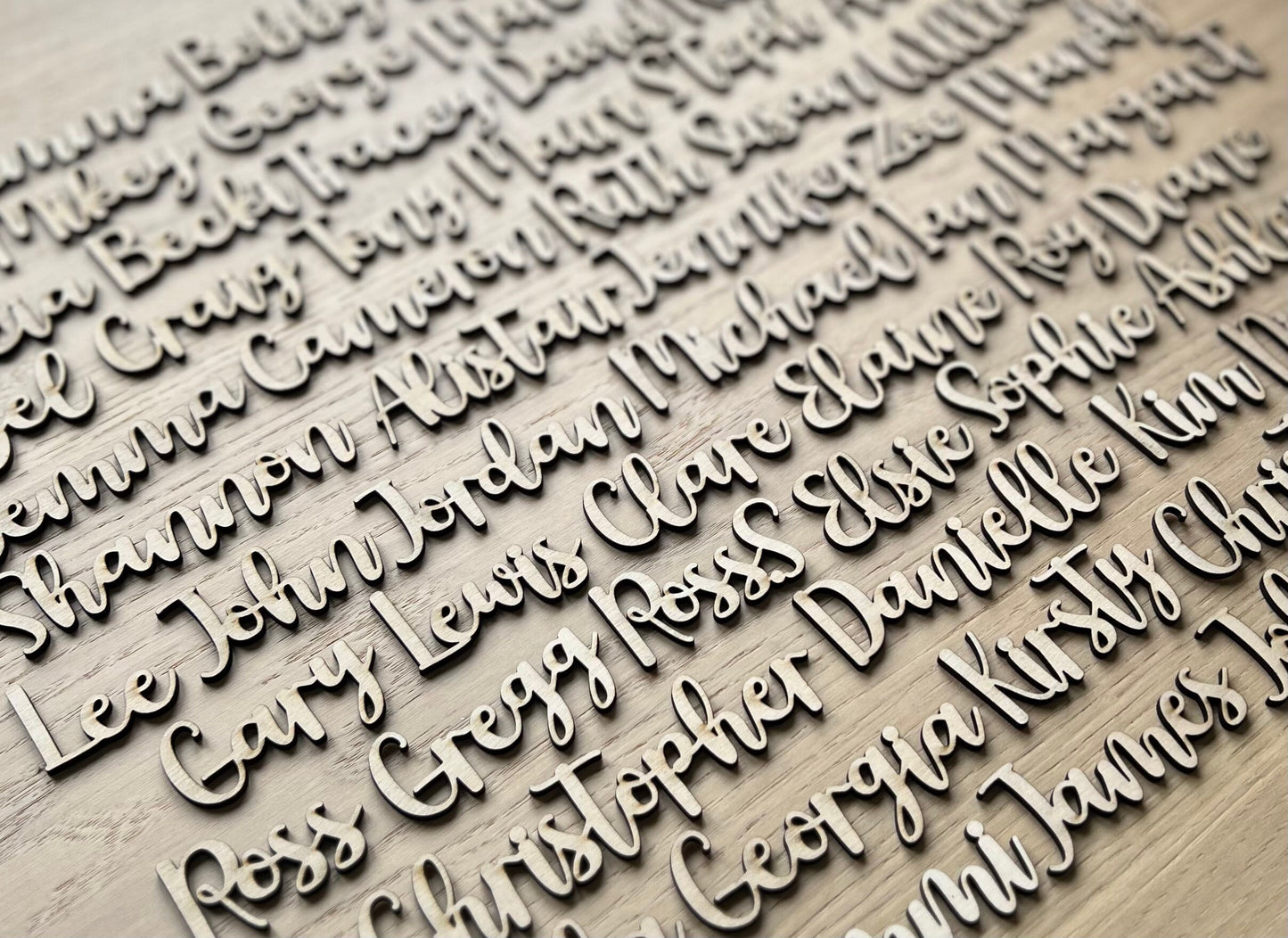 Hand designed, customised laser cut wooden place settings