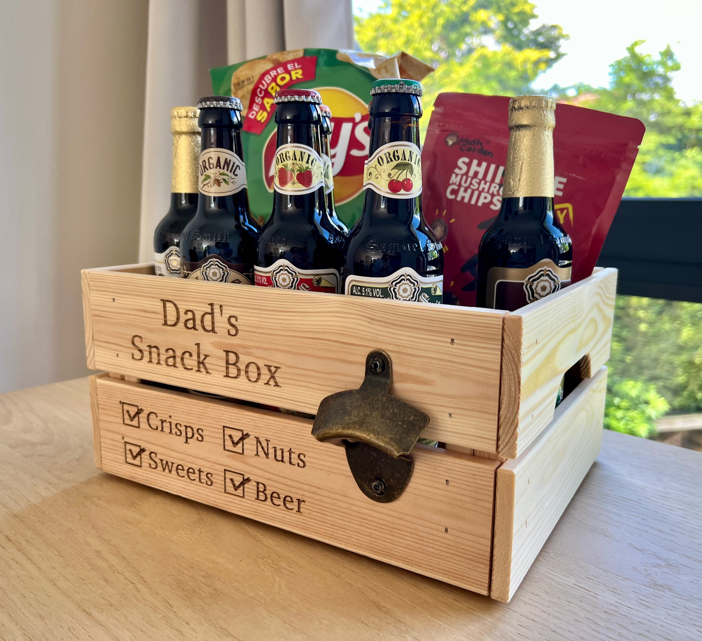 Personalised Wooden Snack Box With Bottle Opener