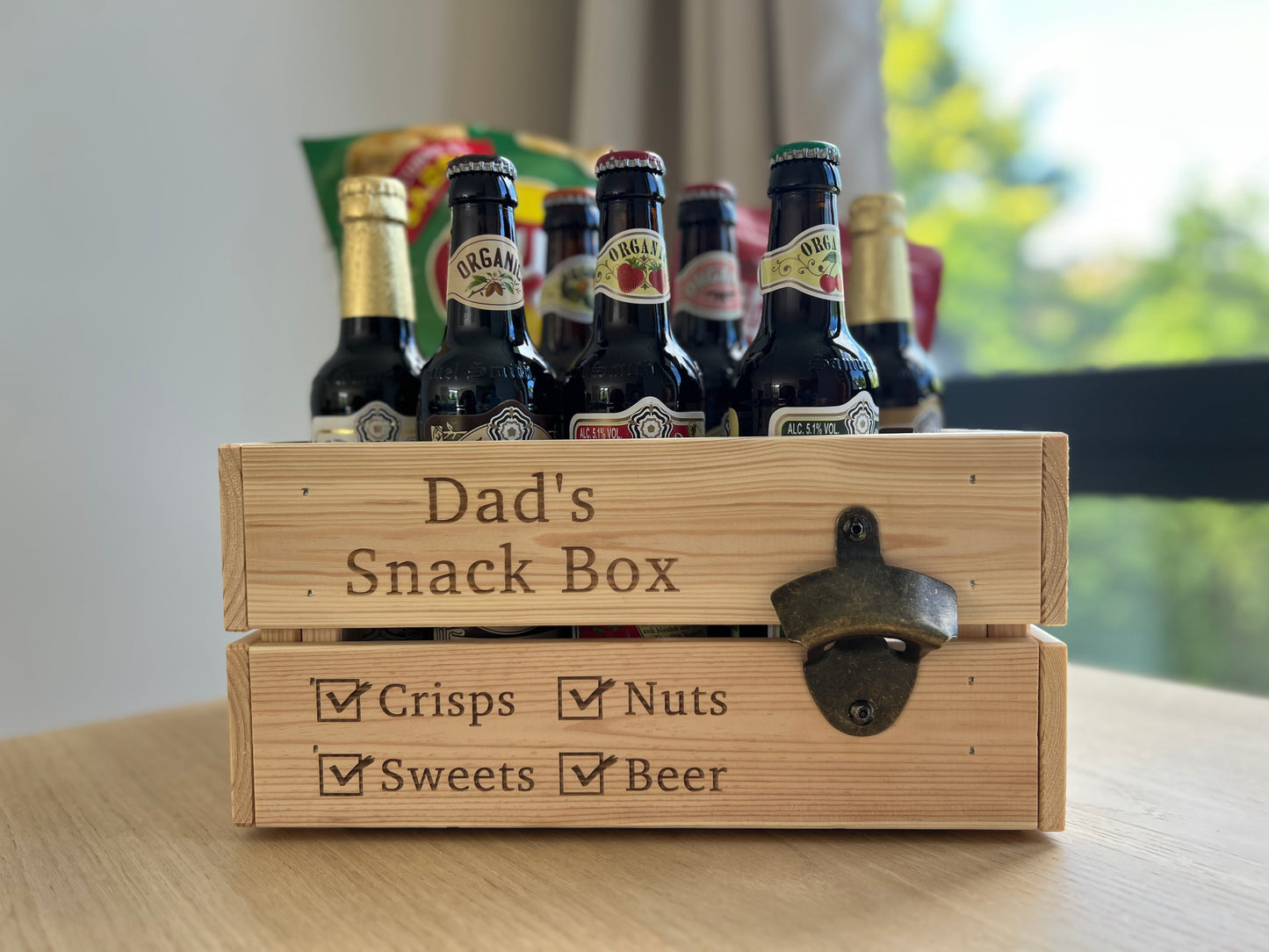 Personalised Wooden Snack Box With Bottle Opener