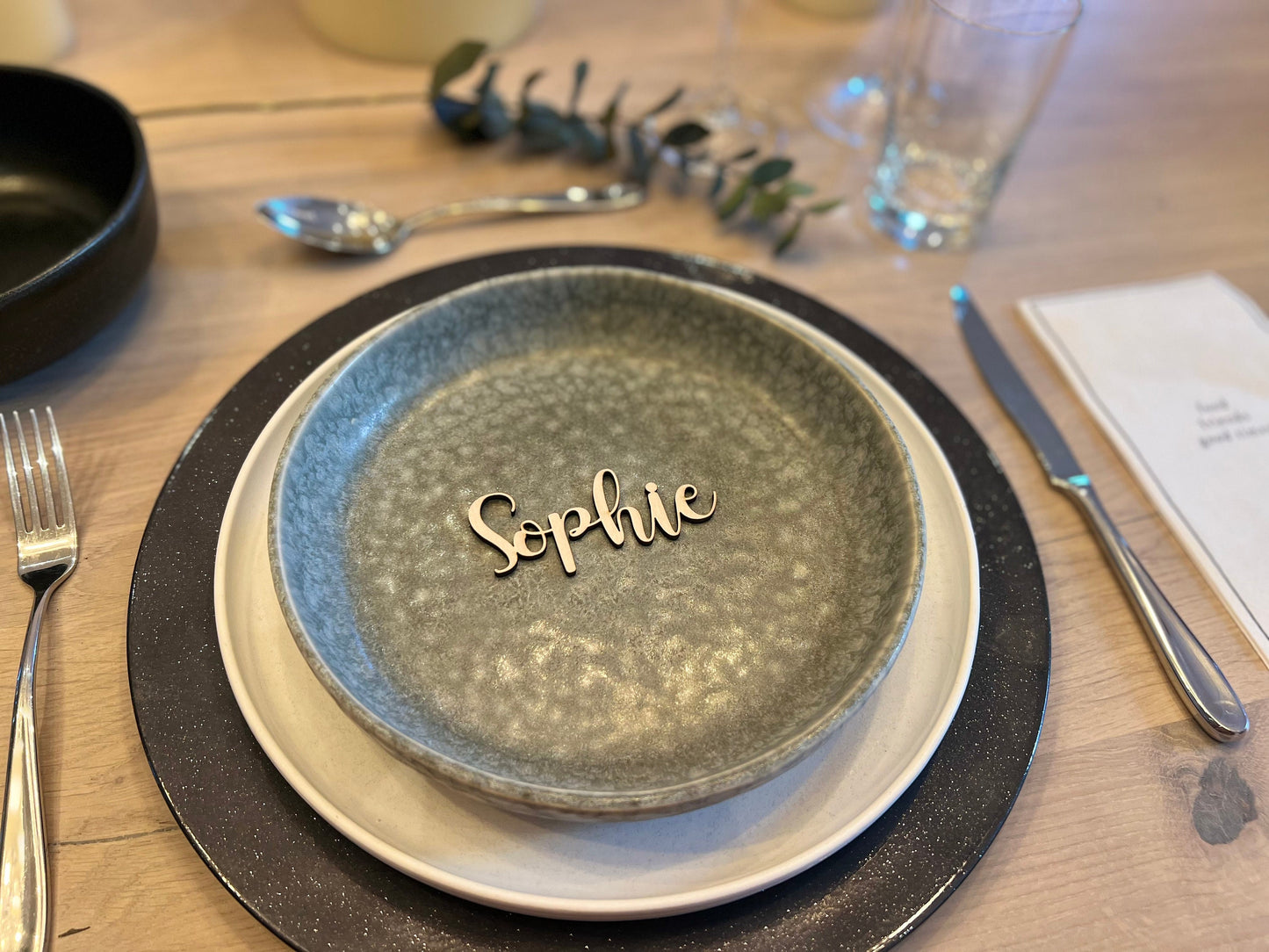 Personalised Laser Cut Wooden Place Setting Name