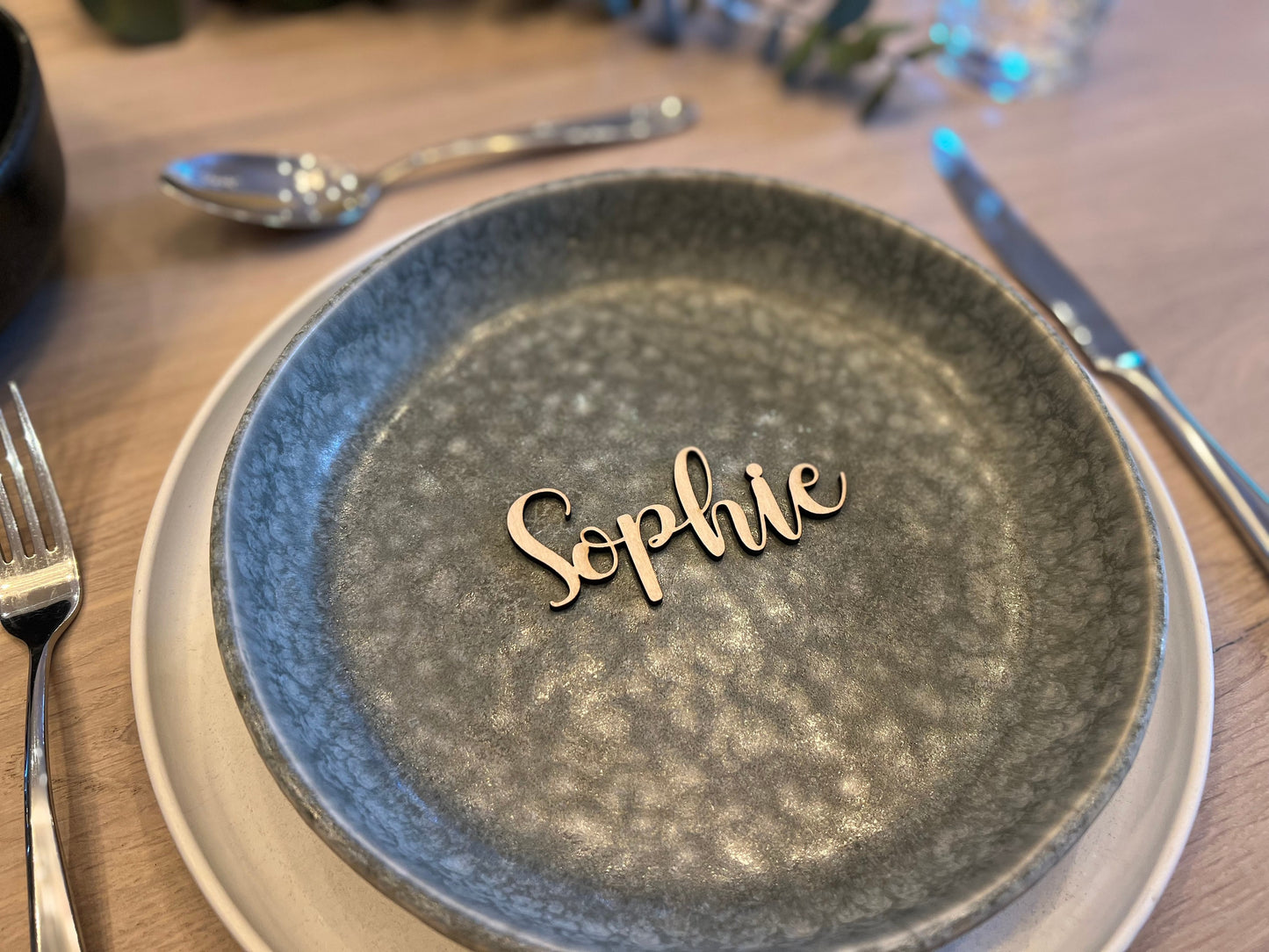 Personalised Laser Cut Wooden Place Setting Name